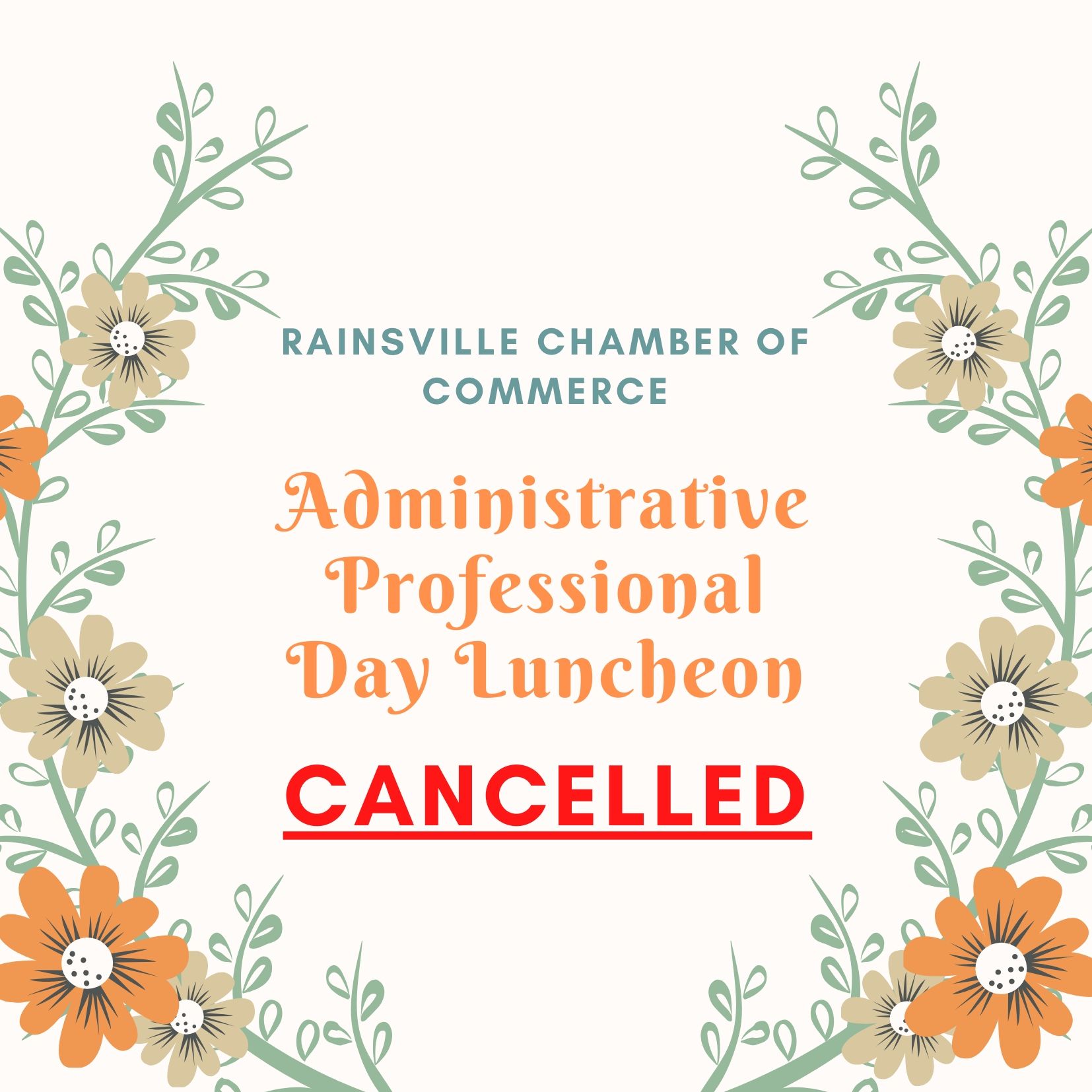 White with Floral Illustration Spring Luncheon Invitation-CANCELLED